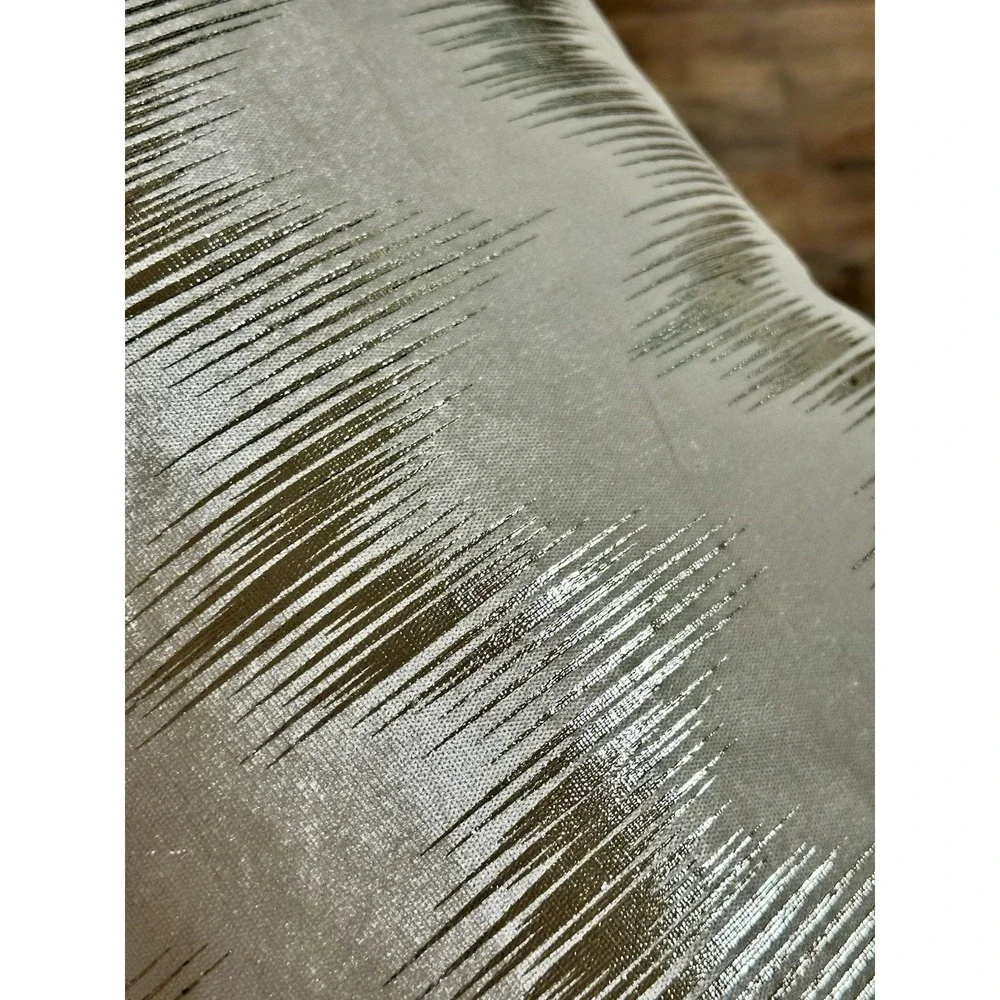 Caldeira Modern Silver Metallic Foil Accent Throw Pillow 24x16 Velvet Feather